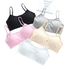 5Pcs Cotton Puberty Teenage Underwear Sport Training Breathable Kids Girls Bra