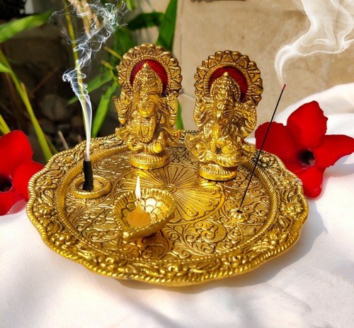 Golden plated pooja puja - plated,