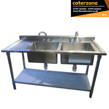 Commercial Double Sink with left hand drainer 150x60x85cm- USED