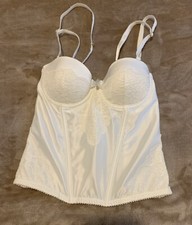 NWOT Bridal Ivory Lace Bra Corset basque padded underwired 32B detachable straps