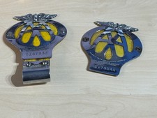 2 x 1950s AA Car Badges Chrome Vintage OZ & 5A Numbers