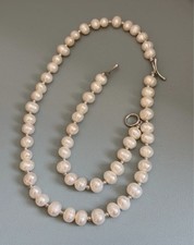 Genuine Freshwater Pearl Necklace Bracelet Set 7-8mm Real Pearls