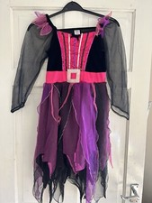 Girls Witches Halloween Outfit Costume 9-10 Years Dress And Hat 