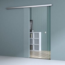 Home Sliding Door Tempered Glass Clear 8mm Track System Round Handle 775-1025mm