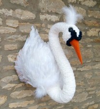Handmade swan princess faux taxidermy ivory wall mounted animal head trophy
