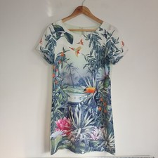Womens H&M Tropical Floral Print Dress Conscious Collection Summer Dress UK 8