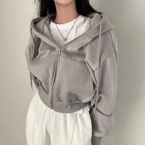 Women fleece lined crop hoodie - fleece,