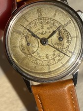 Lemania 105 Vintage Chronograph From 1940s.  35mm Case, Serviced Movement.
