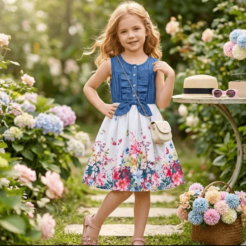 Girls butterfly flower denim - girls,