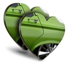 2x Heart MDF Coasters - Green
