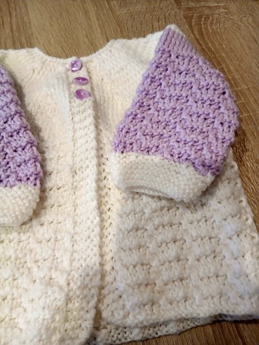 Baby girls hand knitted - girls, white