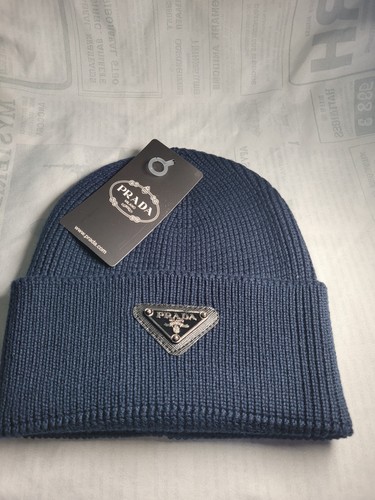 Prada knit logo beanie hat - beanie, one