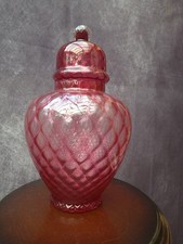 Vintage Cranberry Glass Lidded