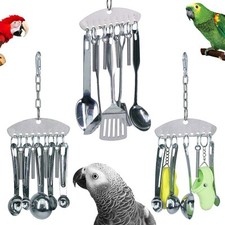 ADVENTURE BOUND METAL SPOON CLACKER SMALL PARROT PARAKEET CONURE BIRD CAGE TOY
