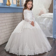 Flower Girls Lace Dress Prom Pageant Wedding Birthday Party Princess Dresses