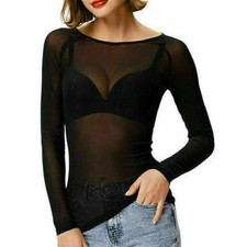 Womens SHEER Mesh Top Ladies