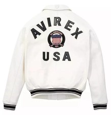 Men Avirex White Real Bomber