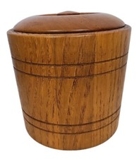 Vintage Ice Bucket Wooden With Lid Made in England Prop Retro