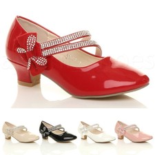 GIRLS KIDS CHILDRENS LOW HEEL