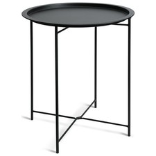 Habitat Pula Folding Metal Garden Side Table - Black
