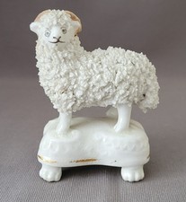 ANTIQUE STAFFORDSHIRE PORCELAIN FIGURE OF A RAM C1840s