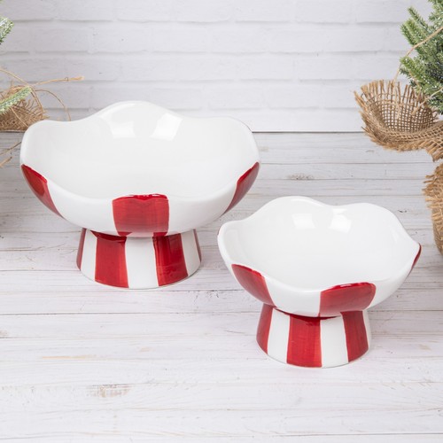 Candy stripe pedestal bowl - candy,
