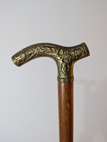 Vintage walking stick brass - walking,