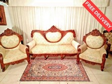 NEWLY UPHOLSTERED+FrenchPolished Rosewood Carvd 3pc Sofa Set-PL SeeMyOther Sofas
