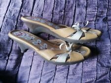 Fly London Mules Kitten Heel Size 4 Vgc Yellow Cream 