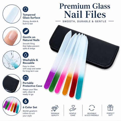 Pack glass nail file set - 6,