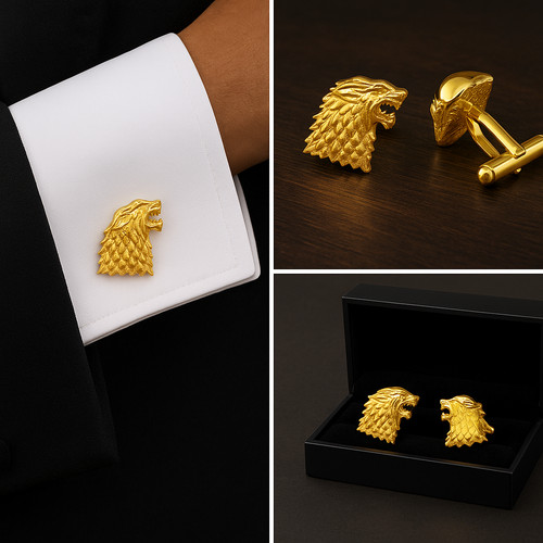 Golden lion cufflinks silver - lion,