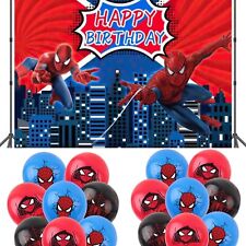 Spiderman Backdrop Banner Decorations Photo Background Props 10 Free Balloons