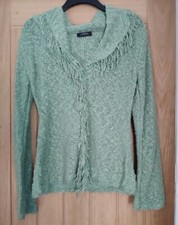 Green Boucle Tassel Cardigan