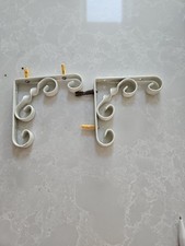 2 x  L-Shaped Wall Shelf Bracket Vintage Cast Iron White Bracket 10 x 12 cm