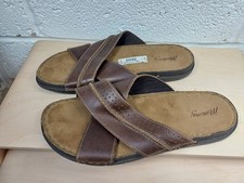 Mantaray Brown Leather Slides