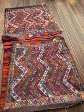 Vintage Hand Made Traditional Kurdish Wool Kilim saddle Bag  200x90cm