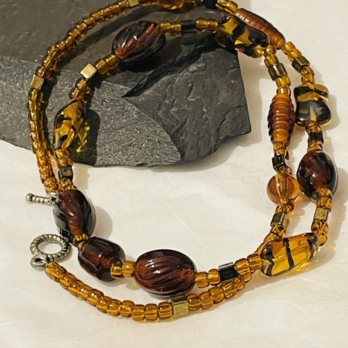 Amber glass necklace mixed - necklace,