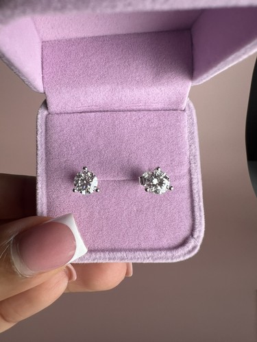 Moissanite stud earrings - earrings, 6mm