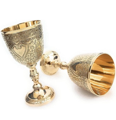 Vintage brass goblet chalice - goblet,