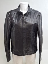 Boss Hugo Boss Mens Leather Jacket Jersey Biker Bomber Jacket Size 48 UK Medium