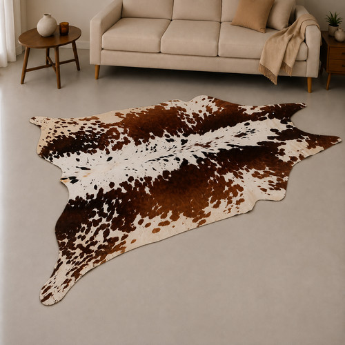Genuine brown white cowhide - genuine,