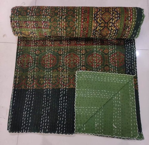 Cotton kantha quilt hand block - cotton,