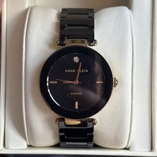 Anne Klein Women's Watch Diamond Dial Black Ceramic Bracelet