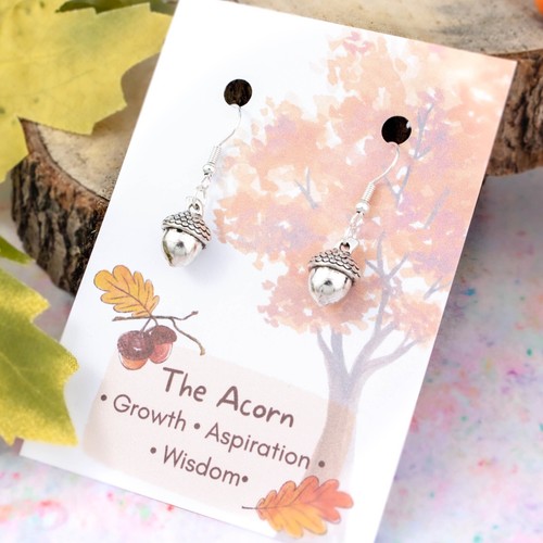 Acorn charm earrings oak - earrings,, tree