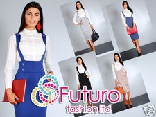  High Waist Elegant & Trendy Skirt with Buttons Braces Sizes UK 8-18 FA37