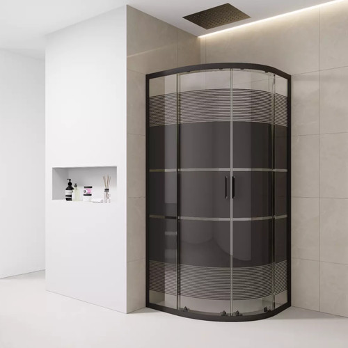 Black print quadrant shower - black,