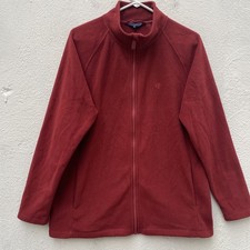 Cotton Traders Fleece Jacket Mens Medium 46” Rust Orange Red Full Zip Collared