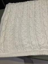 M&S Baby Knitted Blanket Cream White Cable Knit Sherpa Fleece Reverse 04186823