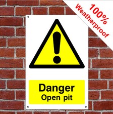Danger open pit sign GAR04 Waterproof MOT, Garage and workshop notices