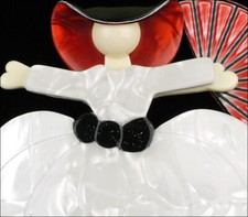 LEA STEIN BALLERINA BROOCH PIN SCARLETT O'HARA WHITE RED PARIS FRANCE